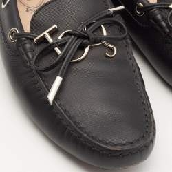 مملوكة مسبقًا Tod's Black Saffiano Leather Logo Bow Slip On Loafers Size 39