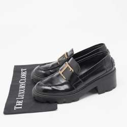 Tod's Black Leather Platform Loafers Size 37