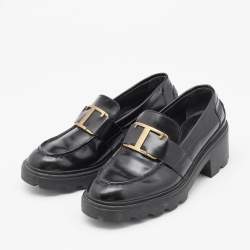 Tod's Black Leather Platform Loafers Size 37