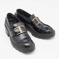 Tod's Black Leather Platform Loafers Size 37