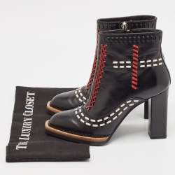 Tod's Black Leather Cross-Stitch Gipsy Ankle Boots Size 36