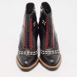 Tod's Black Leather Cross-Stitch Gipsy Ankle Boots Size 36