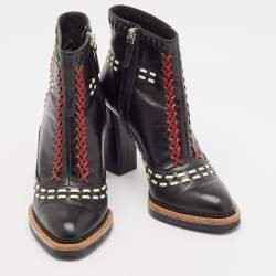 Tod's Black Leather Cross-Stitch Gipsy Ankle Boots Size 36