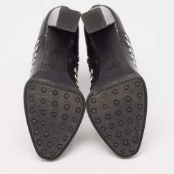Tod's Black Leather Cross-Stitch Gipsy Ankle Boots Size 36