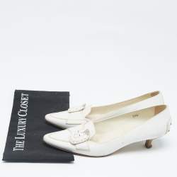 Tod's White Leather Buckle Loafer Pumps Size 38.5
