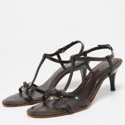 Tod's Brown Patent Leather Strappy Sandals Size 38.5