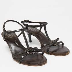 Tod's Brown Patent Leather Strappy Sandals Size 38.5