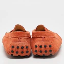 Tod's Orange Suede Penny Slip On Loafers Size 39