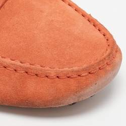 Tod's Orange Suede Penny Slip On Loafers Size 39