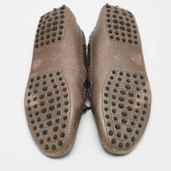 Pre Owned Tod's Grey Leather  Slip On Loafers Size 39