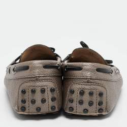 Pre Owned Tod's Grey Leather  Slip On Loafers Size 39