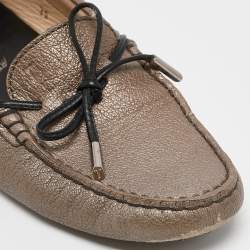 Pre Owned Tod's Grey Leather  Slip On Loafers Size 39