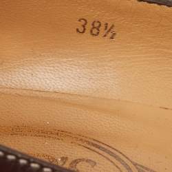Pre Owned Tod's Brown Leather Bow Loafer Pumps Size 38.5