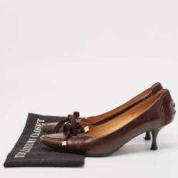 Pre Owned Tod's Brown Leather Bow Loafer Pumps Size 38.5