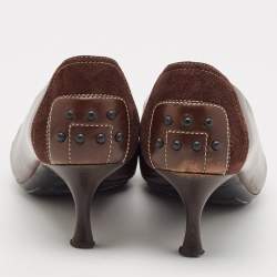Pre Owned Tod's Brown Leather Bow Loafer Pumps Size 38.5