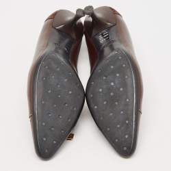 Pre Owned Tod's Brown Leather Bow Loafer Pumps Size 38.5