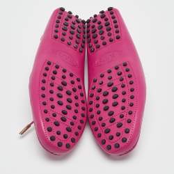 مملوكة مسبقًا Tod's Pink Leather Bow Gommino Slip On Loafers Size 37.5