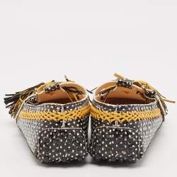 Tod's Black/Brown Python Embossed Leather Gommino Driver Loafers Size 36