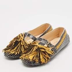 Tod's Black/Brown Python Embossed Leather Gommino Driver Loafers Size 36