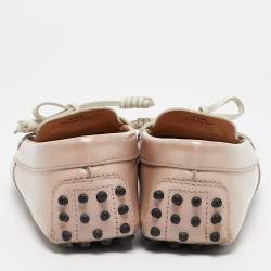 Tod's Pink/White Leather Penny Loafers Size 35.5