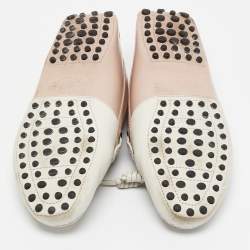 Tod's Pink/White Leather Penny Loafers Size 35.5