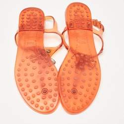 Tod's Orange Jelly Tassel Thong Slingback Flat Sandals Size 39