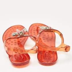 Tod's Orange Jelly Tassel Thong Slingback Flat Sandals Size 39