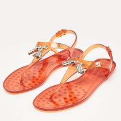 Tod's Orange Jelly Tassel Thong Slingback Flat Sandals Size 39