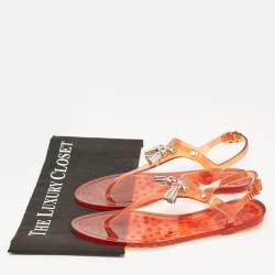 Tod's Orange Jelly Tassel Thong Slingback Flat Sandals Size 39