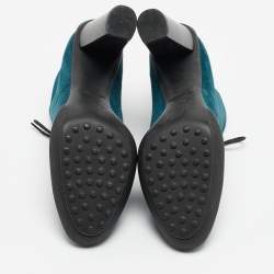 Tod's Blue Suede Lace Up Ankle Length Boots Size 39.5