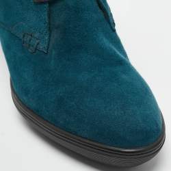 Tod's Blue Suede Lace Up Ankle Length Boots Size 39.5