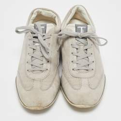 Tod's Grey Leather and Suede Lace Up Sneakers Size 39