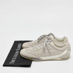 Tod's Grey Leather and Suede Lace Up Sneakers Size 39