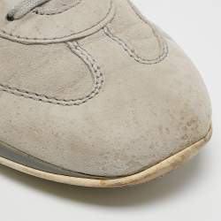 Tod's Grey Leather and Suede Lace Up Sneakers Size 39