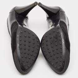 Pre Owned Tod's Black Leather and Suede Platform Pumps Size 40.5