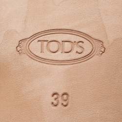 مملوكة مسبقًا Tod's Black Leather Double T Fringe Slide Sandals Size 39