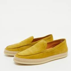 Pre Owned حذاء لوفرز تودز درايفنغ دوبل تي غومينو سويدي أصفر مقاس 39.5