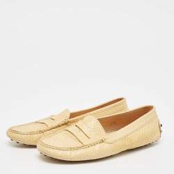 Tod's Yellow Python Leather Loafers Size 37.5