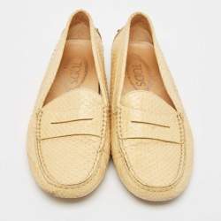 Tod's Yellow Python Leather Loafers Size 37.5