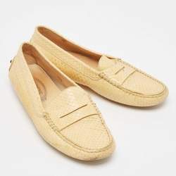 Tod's Yellow Python Leather Loafers Size 37.5