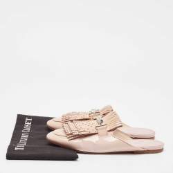 Tod's Beige Patent Studded Double T Mules Size 39