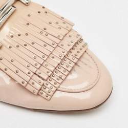 Tod's Beige Patent Studded Double T Mules Size 39