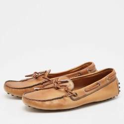 Pre Owned Tod's Brown Leather Penny Loafers Size 38