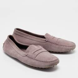 Tod's Purple Suede Gommino Slip On Loafers Size 37.5