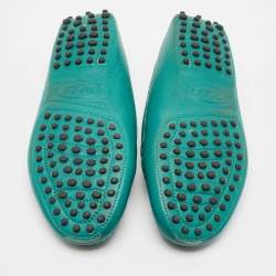 Pre Owned Tod's Green Leather Gommino Slip On Loafers Size 37