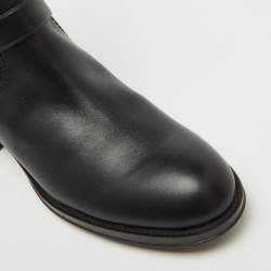 Tod's Black Leather Buckle Detail Calf Length Boots Size 39.5
