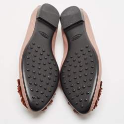 Tod's Brown Suede and Leather Fringe Detail Ballet Flats Size 40.5