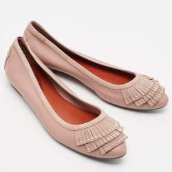 Tod's Brown Suede and Leather Fringe Detail Ballet Flats Size 40.5