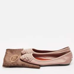 Tod's Brown Suede and Leather Fringe Detail Ballet Flats Size 40.5