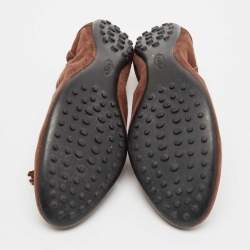 Tod's Dark Brown Suede Scrunch Ballet Flats Size 38